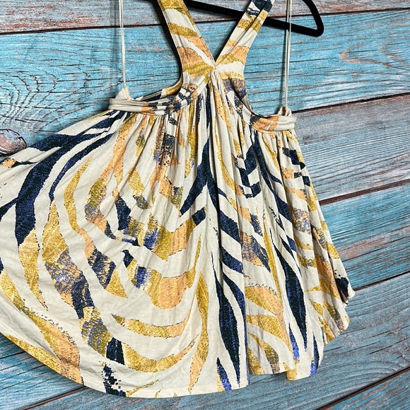 Free People Cross Halter Top Size Small Yellow Blue - Picture 4 of 6